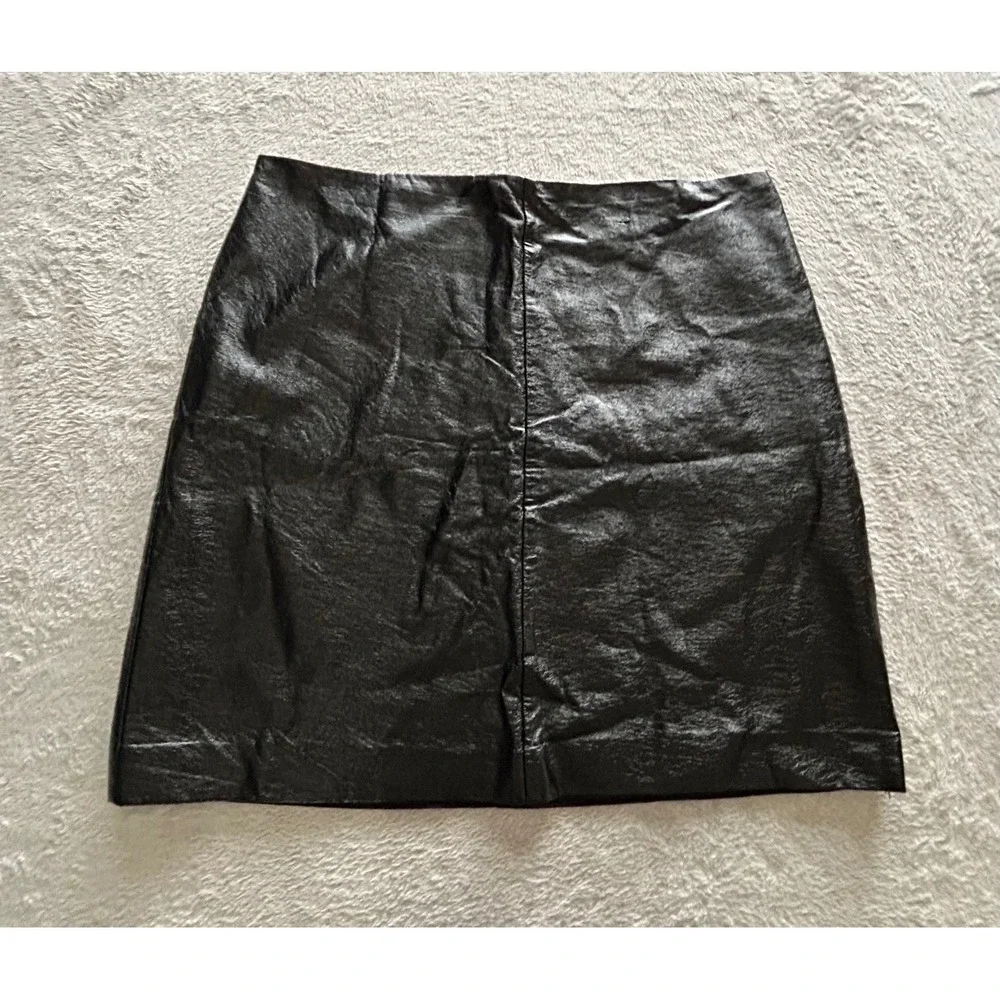 M&S Collection Black Faux Leather Mini Skirt T59 4471/03102 Size UK 16 EUR 44